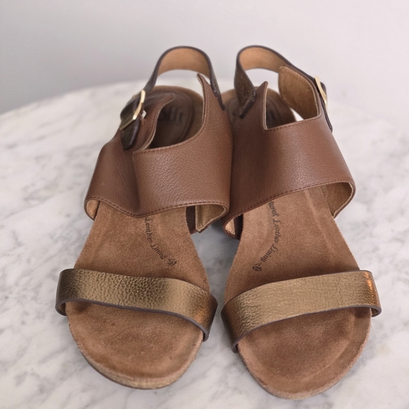 SÖFFT Heeled Sandals in Brown and Gold Size 8.5 EUC - Picture 2 of 5